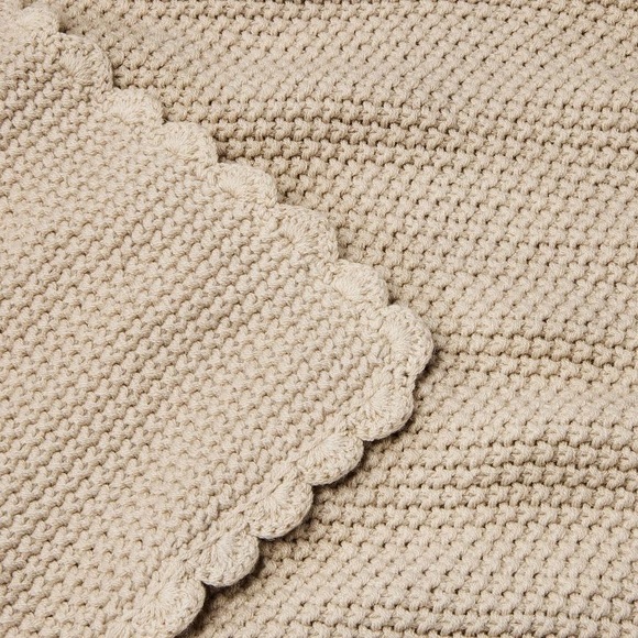 Scalloped Trim Knit Baby Blanket Beige - Hearth & Hand™ with Magnolia - Picture 4 of 5